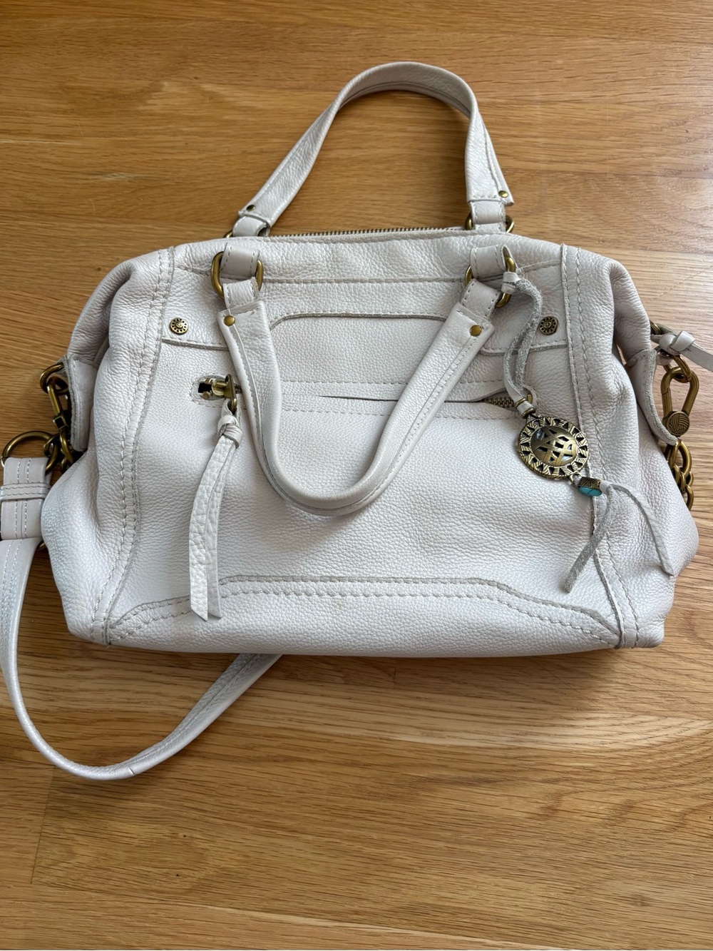 The Sak Tahoe Leather Satchel Ivory White Genuine Leather Crossbody Shoulder Bag